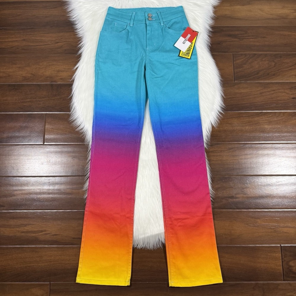 Bruce Glen Women's Size 2 Ombre Rainbow‎ Cotton Straight Leg Jeans Pants
